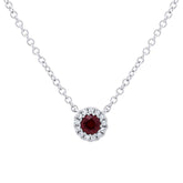 0.04ct Diamond & 0.14ct Red Garnet 14k White Gold Diamond Pendant